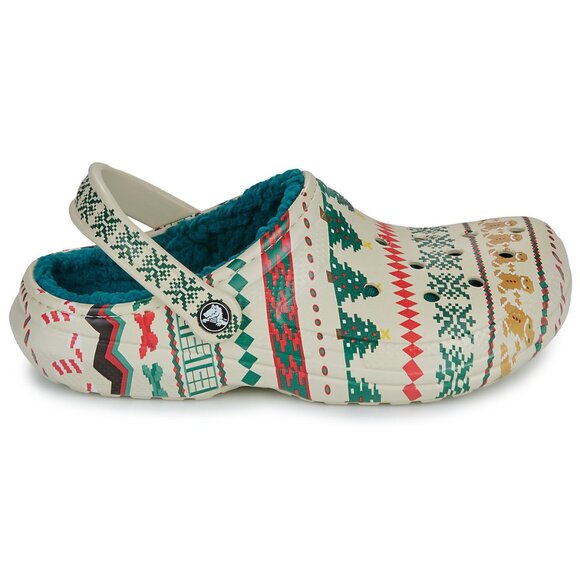 NEW Crocs Sizes M5/W7, M8/W10 Classic Lined Fair Isle Clog - Bone - Picture 2 of 7